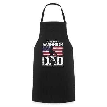 Proud American Dad - My Favorite Warrior Calls Me - Cooking Apron - black - Front - AI Model Male 185 dark (185cm)