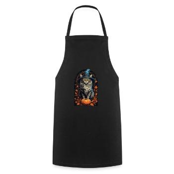 Chat avec chapeau de sorcière Chat d’Halloween - Tablier de cuisine - noir - Devant - AI Model Male 185 dark (185cm)