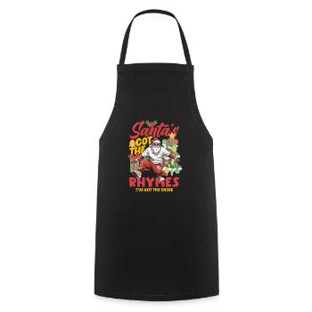 Santa's got the rhymes DJ Xmas Hip Hop Breakdance - Kochschürze - Schwarz - Vorne - AI Model Male 185 dark (185cm)