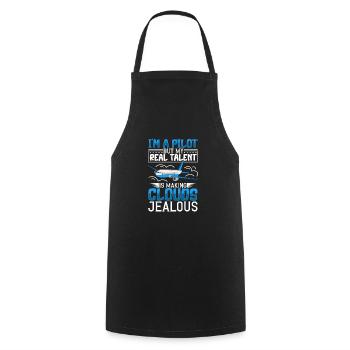 Pilot Aviation Airplane Airline Future Pilots - Cooking Apron - black - Front - AI Model Male 185 dark (185cm)