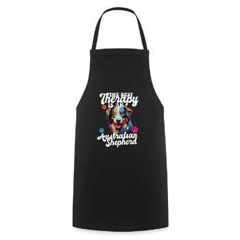 Australian Shepherd Pop Art & Dog Lover & Splash - Cooking Apron - black - Front - AI Model Male 185 dark (185cm)