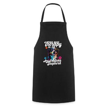 Australian Shepherd Pop Art & Dog Lover & Splash - Cooking Apron - black - Front - AI Model Male 185 dark (185cm)