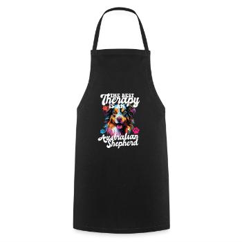 Australian Shepherd Pop Art & Dog Lover & Splash - Cooking Apron - black - Front - AI Model Male 185 dark (185cm)