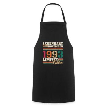 Vintage 1993 Novembre Vintage Anniversaire Rétro - Tablier de cuisine - noir - Devant - AI Model Male 185 dark (185cm)