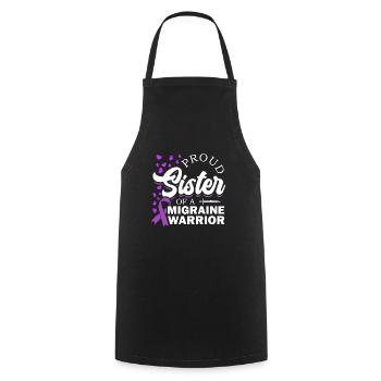 Proud sister of a migraine warrior - Cooking Apron - black - Front - AI Model Male 185 dark (185cm)