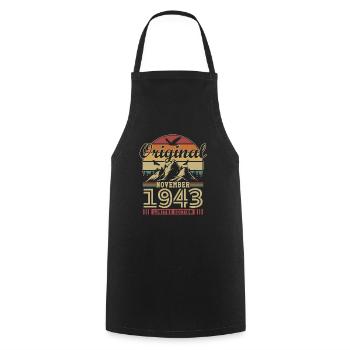 Original November 1943 vintage anniversary 1943 - Cooking Apron - black - Front - AI Model Male 185 dark (185cm)