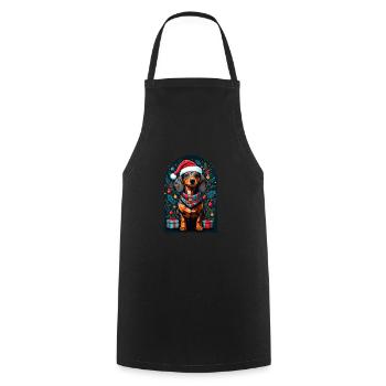 Drôle de teckel avec chapeau de Père Noël - Tablier de cuisine - noir - Devant - AI Model Male 185 dark (185cm)
