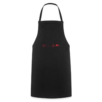 Herzschlaglinie mit Schnecke Tier - Kochschürze - Schwarz - Vorne - AI Model Male 185 dark (185cm)