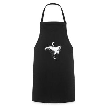 Rorqual bleu comme balançoire devant le croissant de lune - Tablier de cuisine - noir - Devant - AI Model Male 185 dark (185cm)