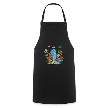Aquarium Fish Gift - Cooking Apron - black - Front - AI Model Male 185 dark (185cm)