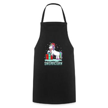 Unicorn with santa hat and christmas gift - Cooking Apron - black - Front - AI Model Male 185 dark (185cm)