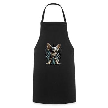 Chihuahua | Échecs | Joueur d'échecs | Plateau | - Tablier de cuisine - noir - Devant - AI Model Male 185 dark (185cm)