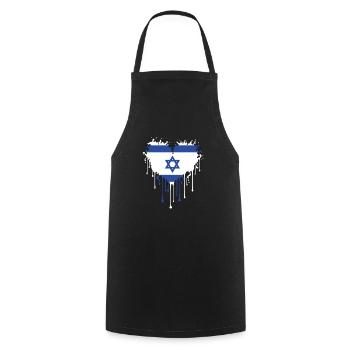 Israel Heart Star of David - Cooking Apron - black - Front - AI Model Male 185 dark (185cm)