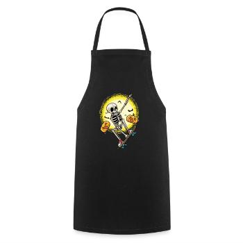 Halloween Skateboarding Skeleton Skateboarder - Cooking Apron - black - Front - AI Model Male 185 dark (185cm)