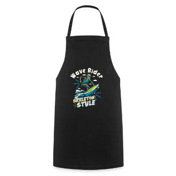 Drôle de surfeur, la plage de squelette Stoke Surf - Tablier de cuisine - noir - Devant - AI Model Male 185 dark (185cm)