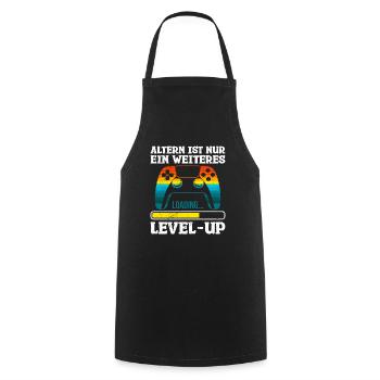 Retro Gamer Altern ist nur ein Weiteres Level Up - Kochschürze - Schwarz - Vorne - AI Model Male 185 dark (185cm)