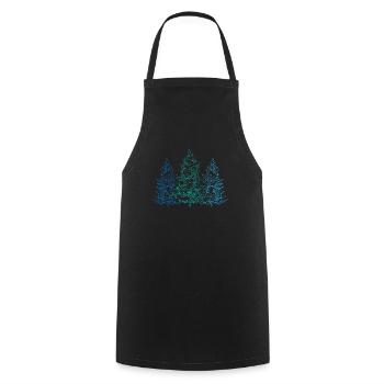 Line Art Black Forest Fir Tree Forestry - Cooking Apron - black - Front - AI Model Male 185 dark (185cm)