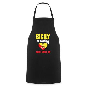 Sicily Flag Italy Sicily - Cooking Apron - black - Front - AI Model Male 185 dark (185cm)