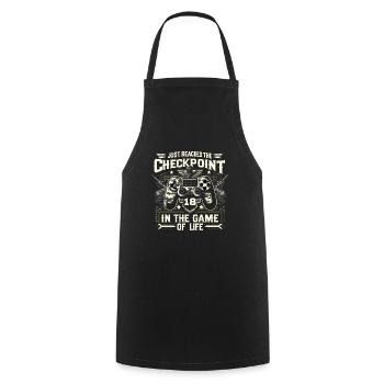 18yr BDay Funny Gamer 18 Level 18 Year Old - Cooking Apron - black - Front - AI Model Male 185 dark (185cm)