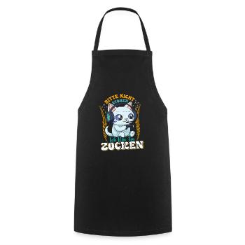 Gaming Katze Bitte nicht Stören Bin am Zocken - Kochschürze - Schwarz - Vorne - AI Model Male 185 dark (185cm)