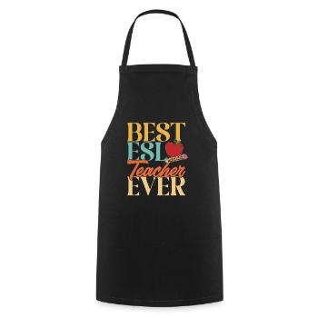 Teacher English Second Language Foreign Language - Cooking Apron - black - Front - AI Model Male 185 dark (185cm)