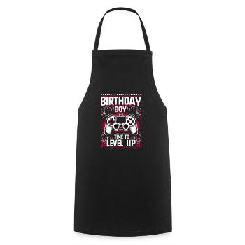 Funny Gamer Birthday Boy Il est temps de passer au niveau supérieur - Tablier de cuisine - noir - Devant - AI Model Male 185 dark (185cm)