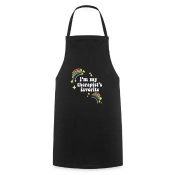 I'm My Therapist's Favorite Mental Wellness - Cooking Apron - black - Front - AI Model Male 185 dark (185cm)