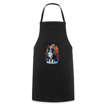 Border Collie With Winter Hat Happy Border - Cooking Apron - black - Front - AI Model Male 185 dark (185cm)