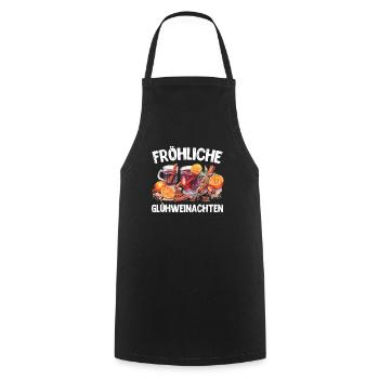 Fröhliche Glühweinachten Weihnachtsmarkt Glühwein - Kochschürze - Schwarz - Vorne - AI Model Male 185 dark (185cm)