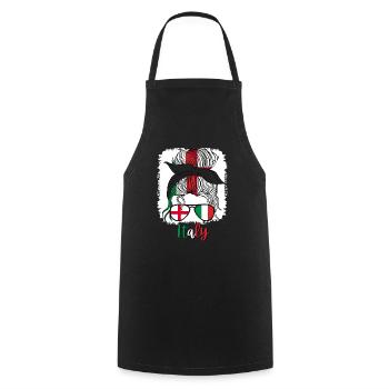 Italie Italie Moitié Anglaise Moitié Italienne Fille - Tablier de cuisine - noir - Devant - AI Model Male 185 dark (185cm)