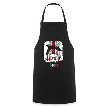 Italia Moitié Anglaise Moitié Italienne Fille Italie - Tablier de cuisine - noir - Devant - AI Model Male 185 dark (185cm)