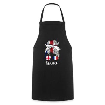 France Moitié Anglais Moitié Français Fille Angleterre Drapeau - Tablier de cuisine - noir - Devant - AI Model Male 185 dark (185cm)