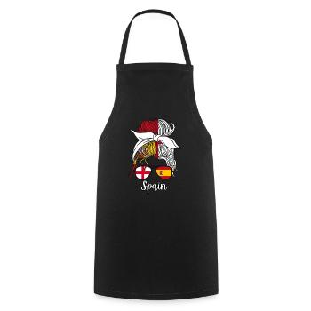 Espagne España Moitié Espagnole Moitié Anglaise Fille - Tablier de cuisine - noir - Devant - AI Model Male 185 dark (185cm)