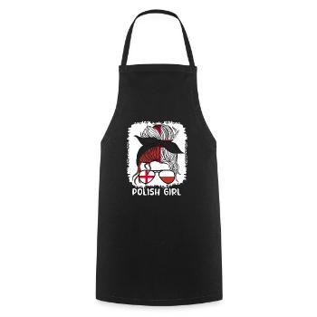 Polska Moitié Anglais Moitié Polonais Fille Pologne Femmes - Tablier de cuisine - noir - Devant - AI Model Male 185 dark (185cm)
