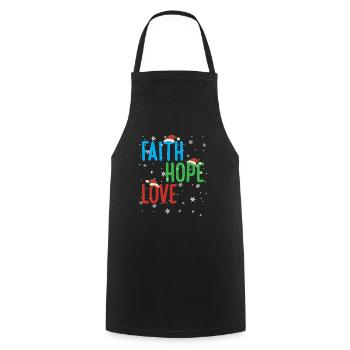 Faith Hope Love Religious Family Christmas Santa - Cooking Apron - black - Front - AI Model Male 185 dark (185cm)