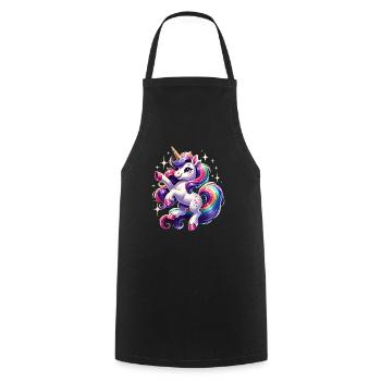 Arc en ciel Licorne Fantaisie Belle Licorne - Tablier de cuisine - noir - Devant - AI Model Male 185 dark (185cm)