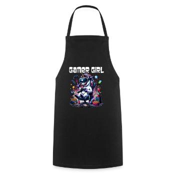 Gamer Girl Gaming & Gamer Femmes & Filles - Tablier de cuisine - noir - Devant - AI Model Male 185 dark (185cm)