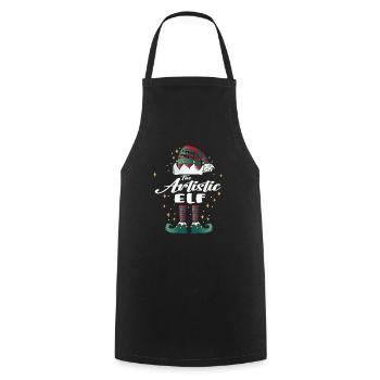 artistic Elf funny Family Christmas Weihnachten - Kochschürze - Schwarz - Vorne - AI Model Male 185 dark (185cm)