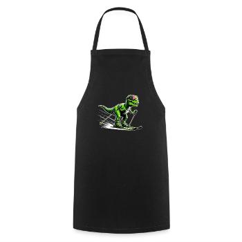 T-Rex auf Ski - Lustiger Dinosaurier-Ski - Kochschürze - Schwarz - Vorne - AI Model Male 185 dark (185cm)