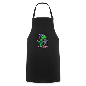 Chibi T-Rex auf Ski - Lustiges Skifaultier - Kochschürze - Schwarz - Vorne - AI Model Male 185 dark (185cm)