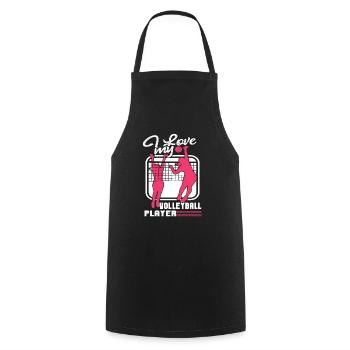 Volleyball I Love My Volleyball Player - Cooking Apron - black - Front - AI Model Male 185 dark (185cm)