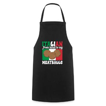 Fleischbällchen Italien Italienisches Essen - Kochschürze - Schwarz - Vorne - AI Model Male 185 dark (185cm)