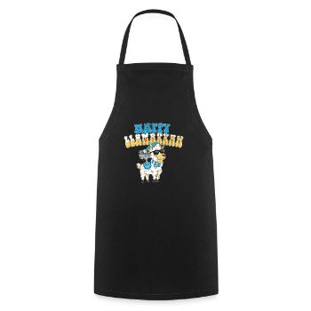 Hanukkah Jewish Costume Happy Llamakkah Llama - Cooking Apron - black - Front - AI Model Male 185 dark (185cm)