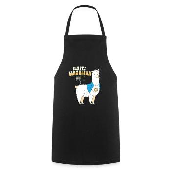 Happy Llamakkah Hanukkah Jewish Chrismukkah Llama - Cooking Apron - black - Front - AI Model Male 185 dark (185cm)