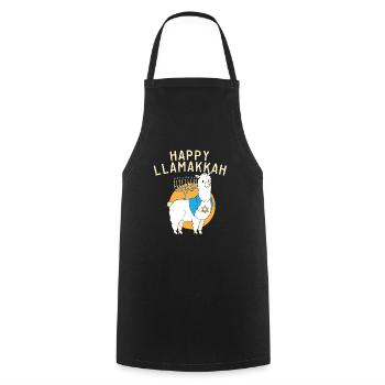Jewish Hanukkah Happy Llamakkah Chrismukkah Llama - Cooking Apron - black - Front - AI Model Male 185 dark (185cm)