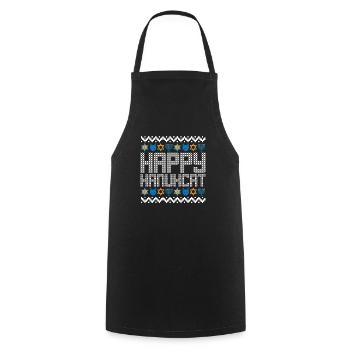 Joyeux Hanukcat Hanoukka Chat de Noël Juif Laid - Tablier de cuisine - noir - Devant - AI Model Male 185 dark (185cm)