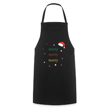 Merry, Merry, Merry | Joyeux Noel - Tablier de cuisine - noir - Devant - AI Model Male 185 dark (185cm)