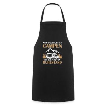 Renter Camping Geschenk - Kochschürze - Schwarz - Vorne - AI Model Male 185 dark (185cm)