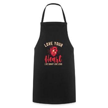 Healthy Heartbeat February Heart Awareness - Cooking Apron - black - Front - AI Model Male 185 dark (185cm)