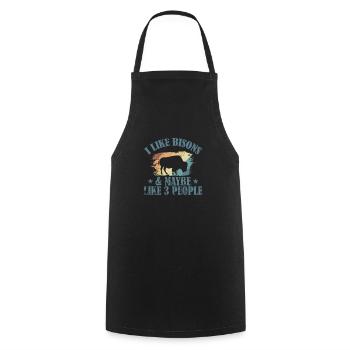 J'aime les bisons et peut-être 3 personnes - Tablier de cuisine - noir - Devant - AI Model Male 185 dark (185cm)